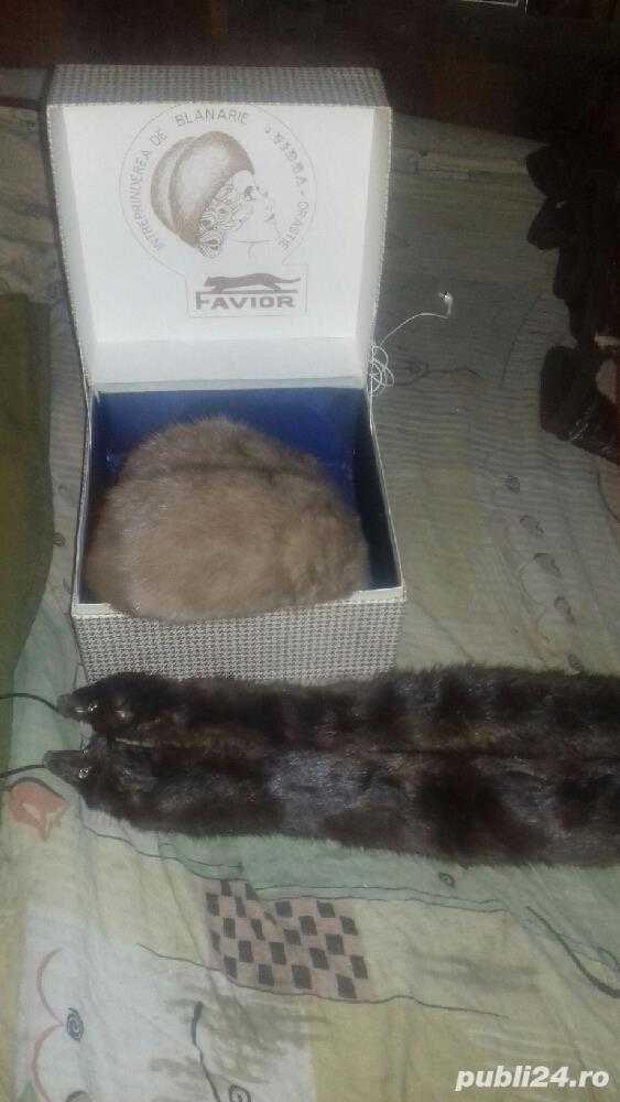 Caciula blana de nurca si guler Caciula blana de nurca si guler