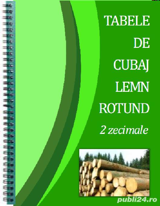 Tabele de Cubaj Lemn Rotund, 2 zecimale, SPIRALATĂ, fiecare filă plastifiată