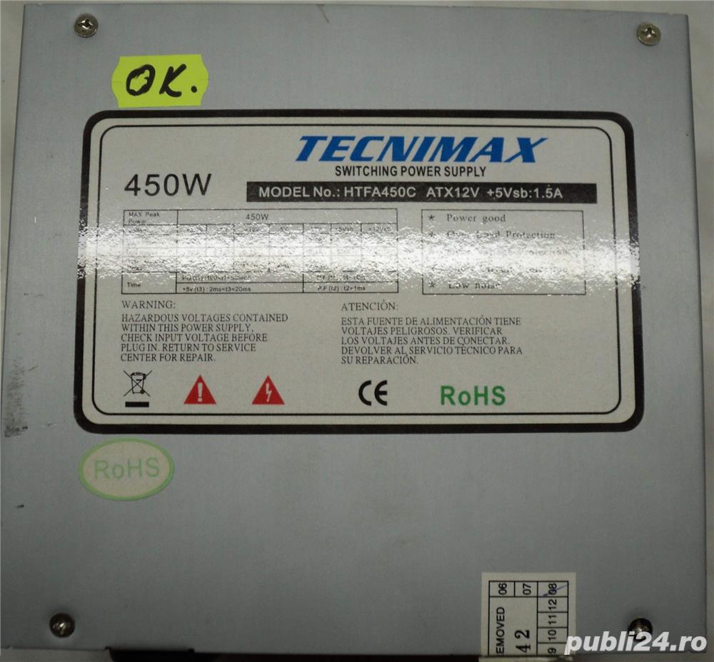 Sursa PC Tecnimax 450W Testata, perfect functionala