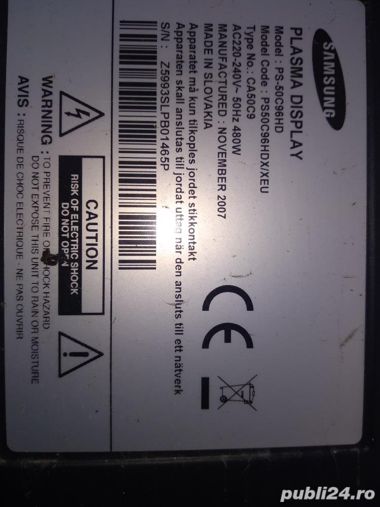 Vind plasma SAMSUNG PS-50C96HD cu buffer defect,rest module si display functionale 