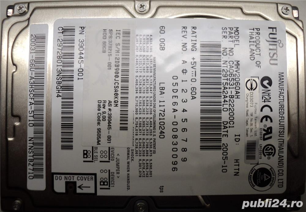 Hard Disk IDE 2,5" HDD-60 Gb Fujitsu CODE: MHV2060AH Full testat (testat lent)