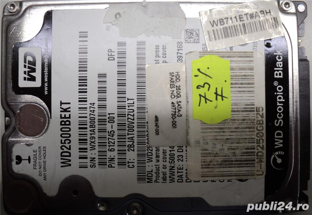 Hard Disk-HDD Western 250 Gb 2,5"-Defect CODE: WD2500BEKT