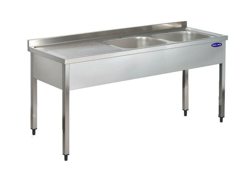 Spalator inox 2 cuve pe dreapta si picurator 1900*600*850