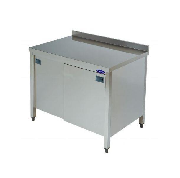 Masa de lucru inox andorsata cu usi glisante