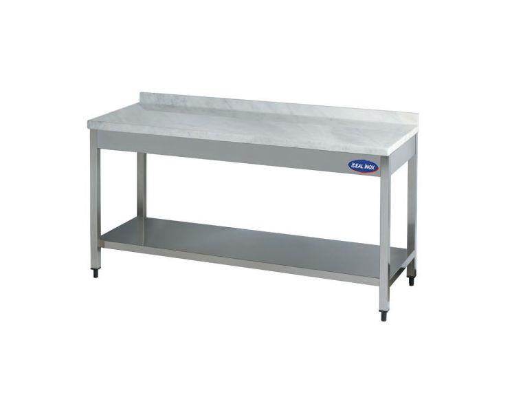 Masa de lucru inox cu rebord, polita inferioara si marmura 1200*700*850