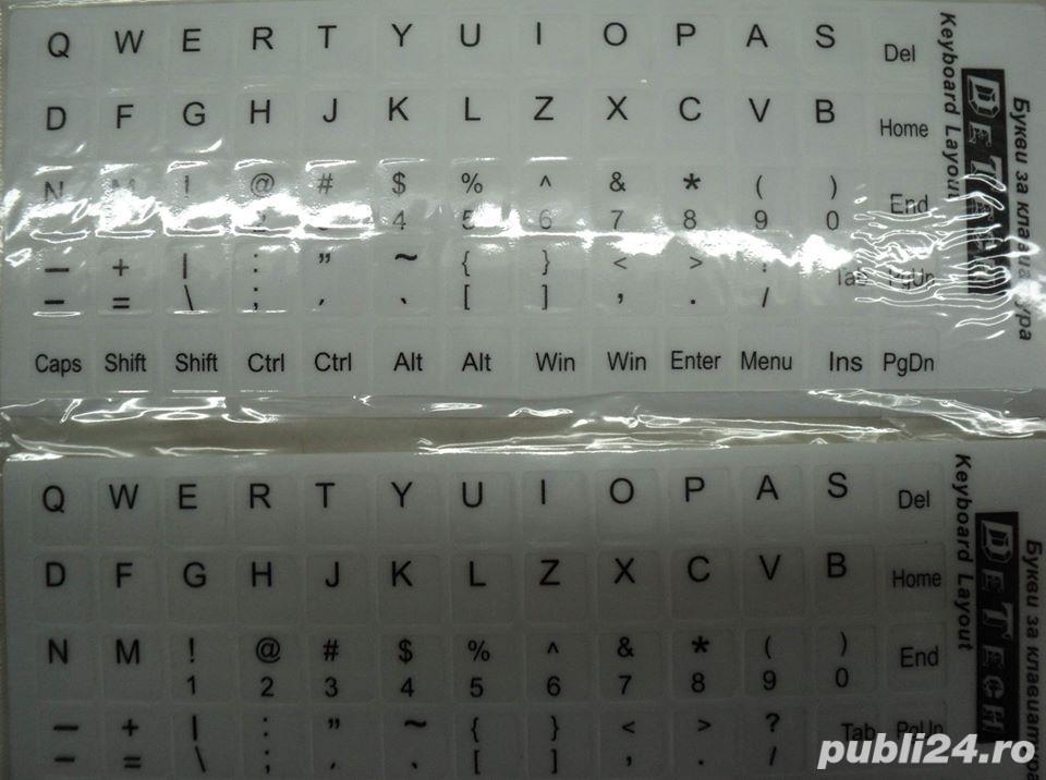 Litere pentru tastaturi DeTech  Letters for keyboard, DeTech, Latin, White