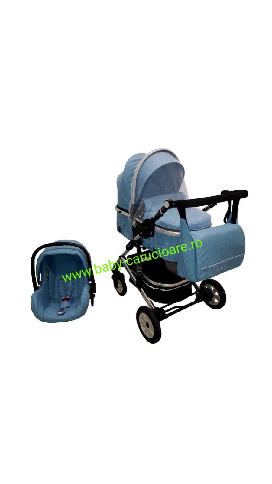 Cărucior nou născut 3 in 1+geantă multifuncționala+plasă pentru insecte Baby Care 531 Albastru Cărucior nou născut 3 in 1+geantă multifuncționala+plasă pentru insecte Baby Care 531 Albastru