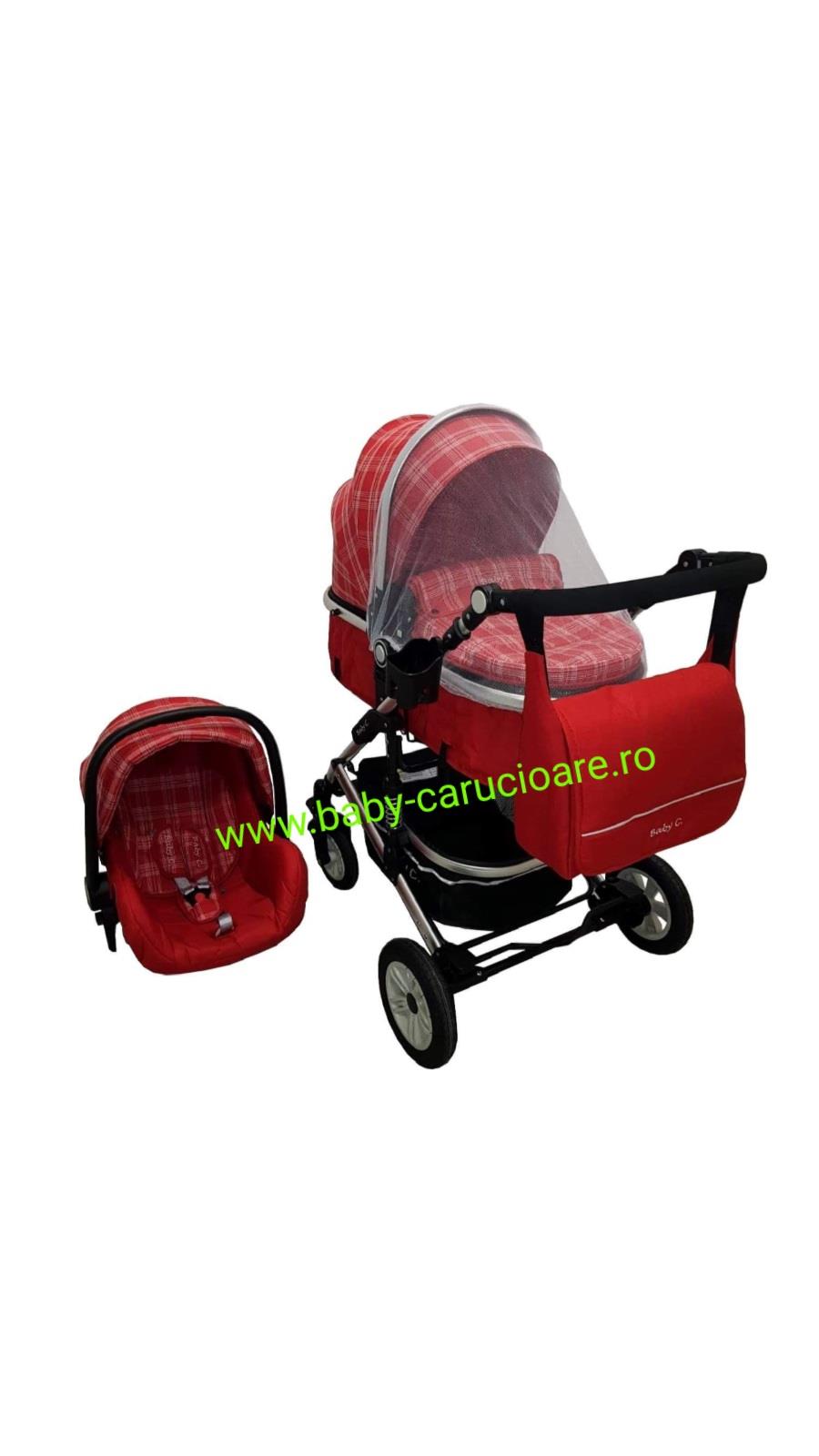 Cărucior nou născut 3 in 1+geantă multifuncționala+plasă pentru insecte Baby Care 531 Roșu Design Cărucior nou născut 3 in 1+geantă multifuncționala+plasă pentru insecte Baby Care 531 Roșu Design