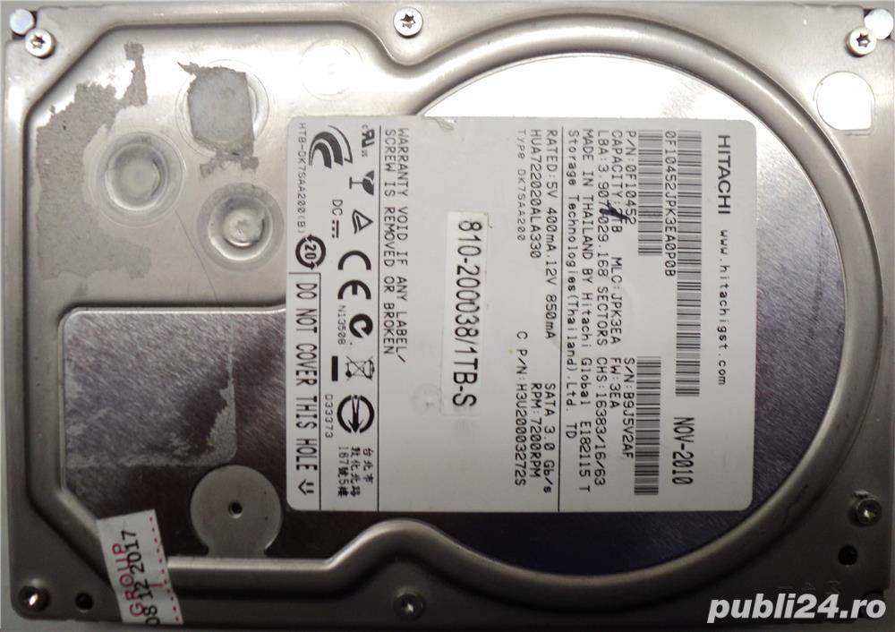 Hard Disk-HDD Sata Hitachi 2 Tb 3,5"-Defect CODE: 0F10452