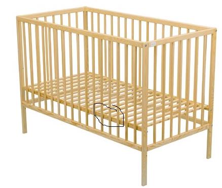 Vand patut din lemn cires pentru bebe - somiera reglabila pe inaltime