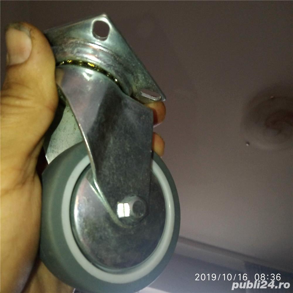 Roți pivotante, pe rulmenți, din cauciuc plin