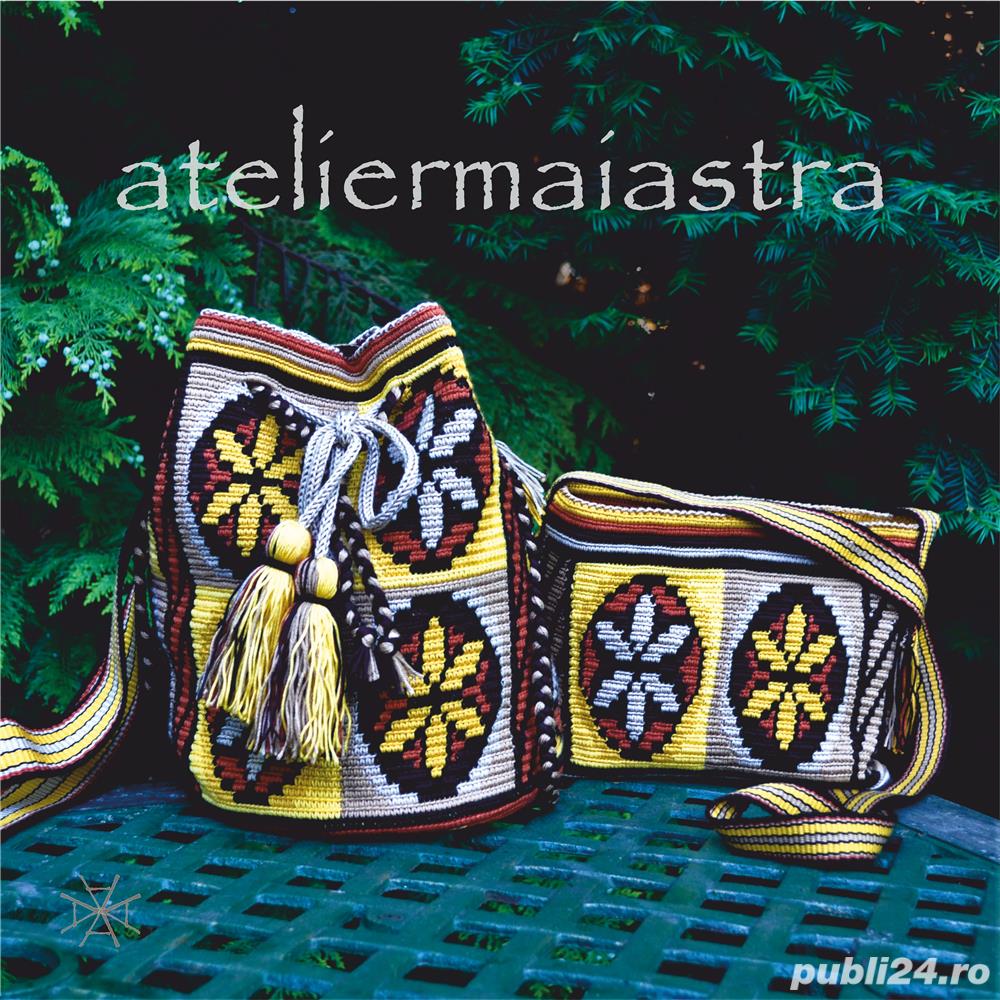 set genti handmade crosetate ornamentate cu motivul popular din Maramures scara matii și soare set genti handmade crosetate ornamentate cu motivul popular din Maramures scara matii și soare