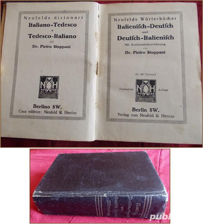 DICTIONAR italian-german, german-italian, anii 30, de colectie