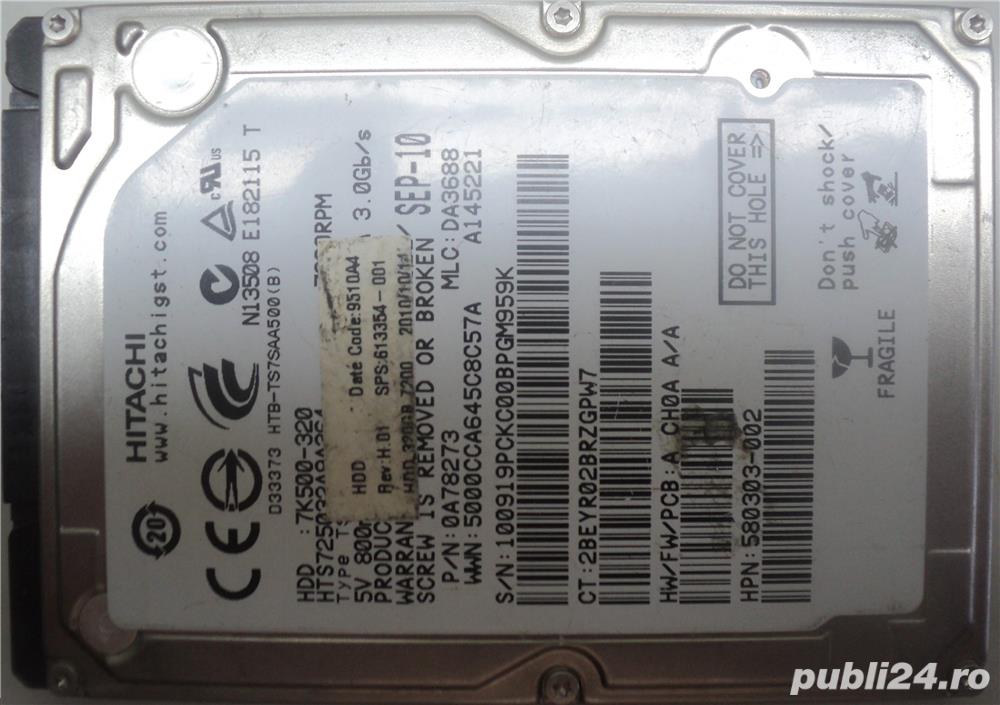 Hard Disk Sata 2,5" HDD-320 Gb Hitachi HTS72503A9A364 Full testat (testant lent)