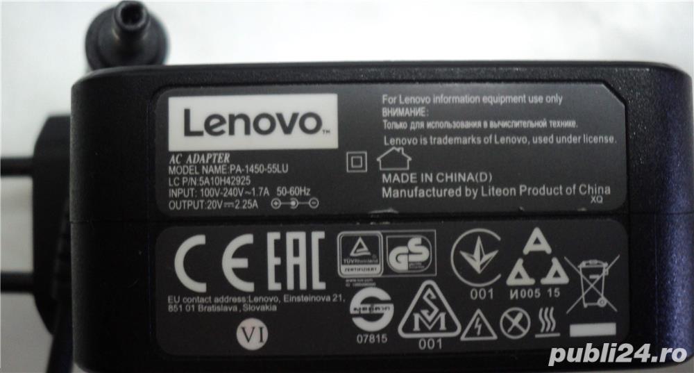 Incarcator-Alimentator Original Laptop Lenovo 20 V, 2,25 A