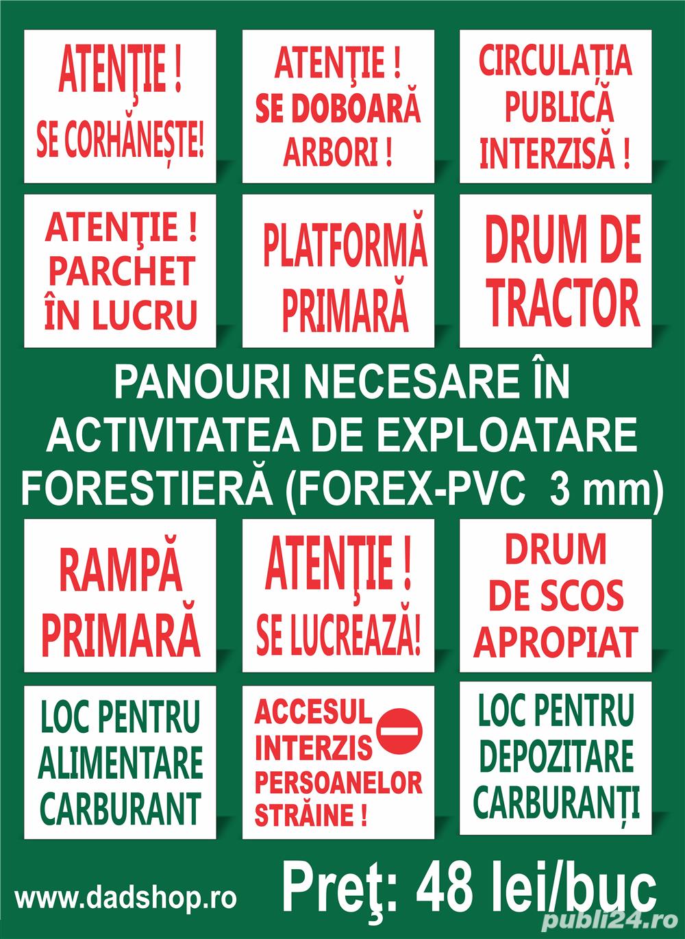 Panouri necesare in activitatea de exploatare forestiera