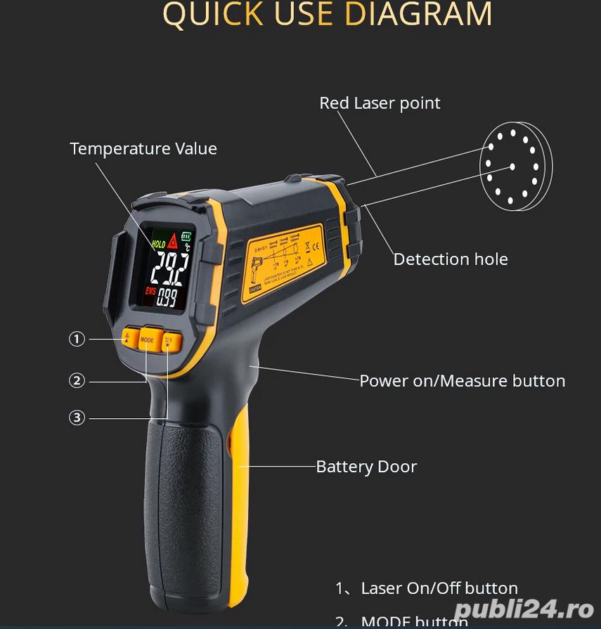 Termometru digital infrarosu cu laser 13 puncte