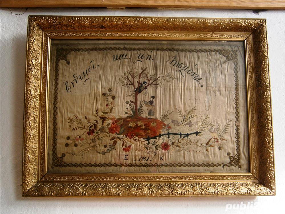 Tapiserie foarte veche (1901) inramata (Goblen)