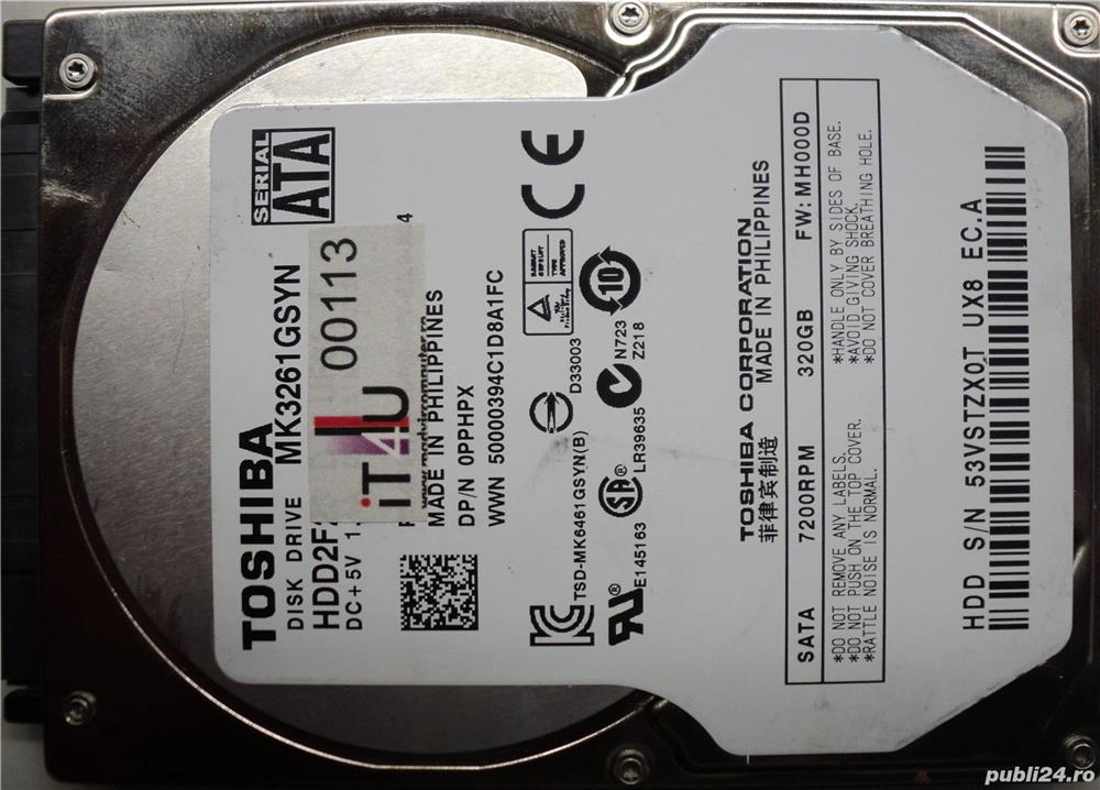 Hard Disk Sata 2,5" HDD-320 Gb Toshiba MK3261GSYN Refurbished (Reset Factory) Zero ore