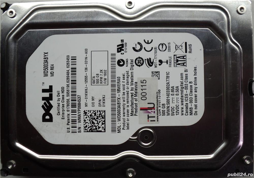 Hard Disk Sata 3,5" HDD-500 Gb Western WD5003ABYX-18WERA0 Refurbished (Reset Factory) Zero ore