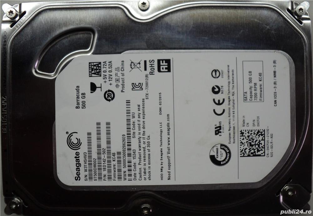 Hard Disk Sata 3,5" HDD-500 Gb Seagate ST500DM002-1BD142 Refurbished (Reset Factory) Zero ore