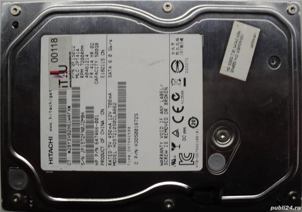 Hard Disk Sata 3,5" HDD-500 Gb Hitachi HDS72105CLA662 Refurbished (Reset Factory) Zero ore