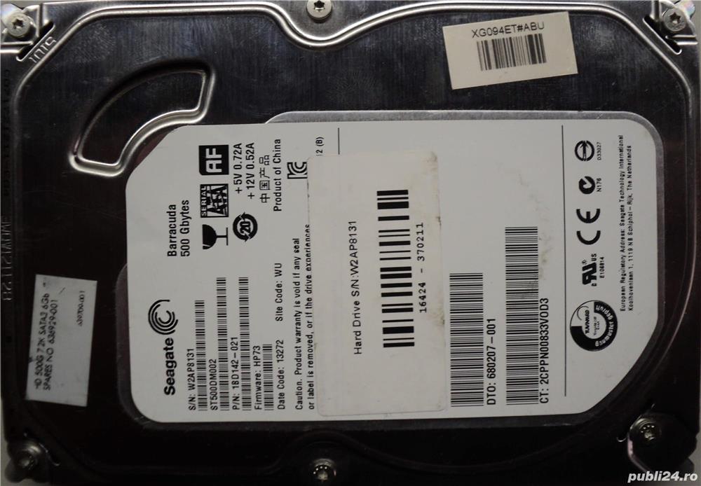 Hard Disk Sata 3,5" HDD-500 Gb Seagate ST00DM002-1BD142 Refurbished (Reset Factory) Zero ore