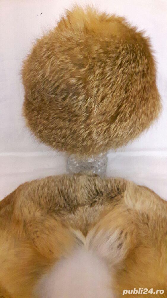Caciula si guler blana vulpe
