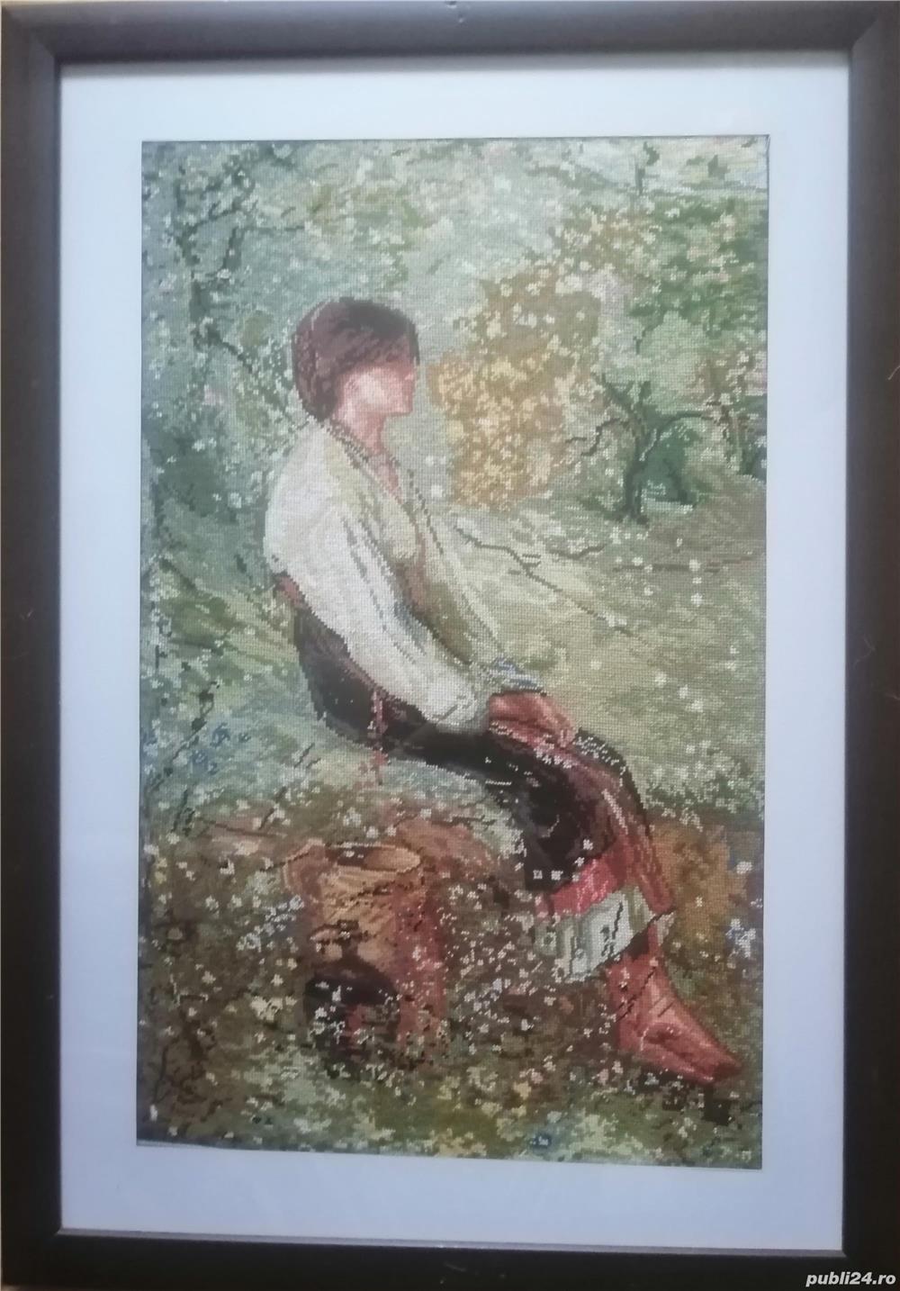 Țărancă2, 25 x 40 cm suprafață cusută, înrămat   