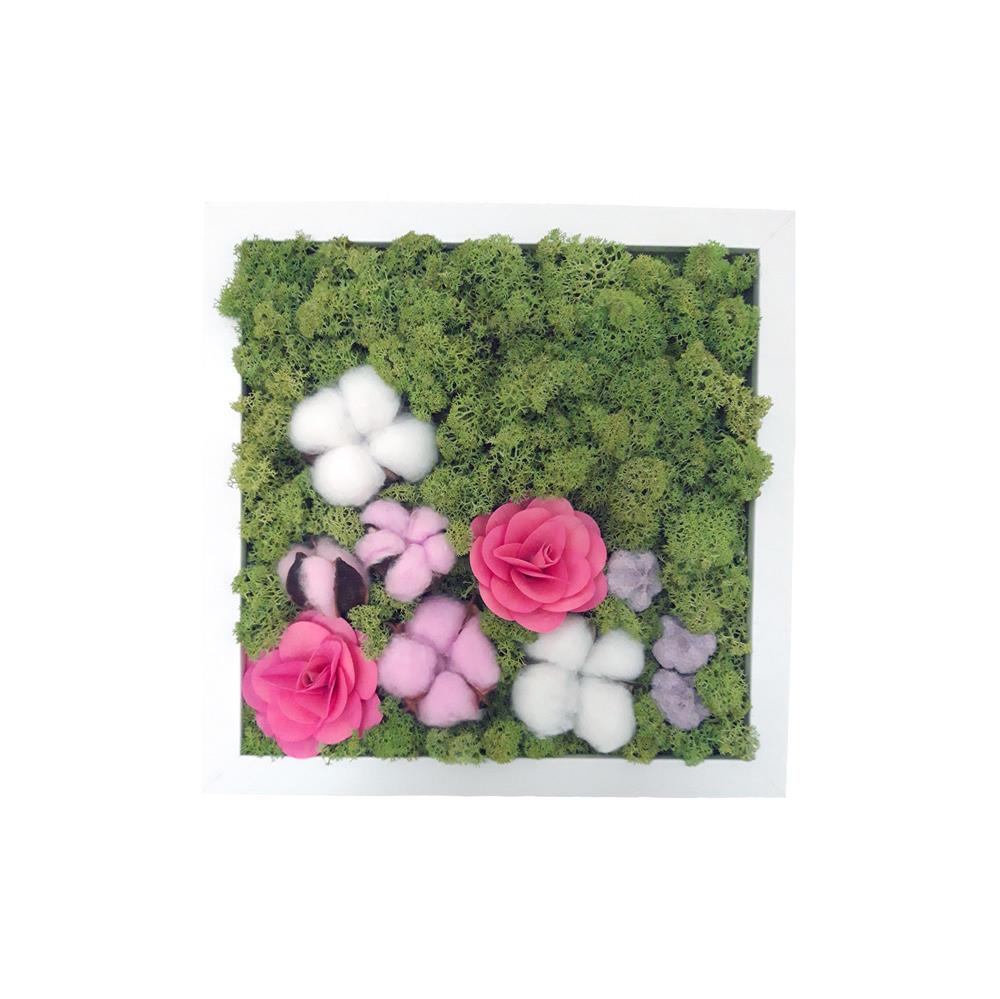 Tablou licheni naturali 'Trandafiri roz' 25 x 25 cm