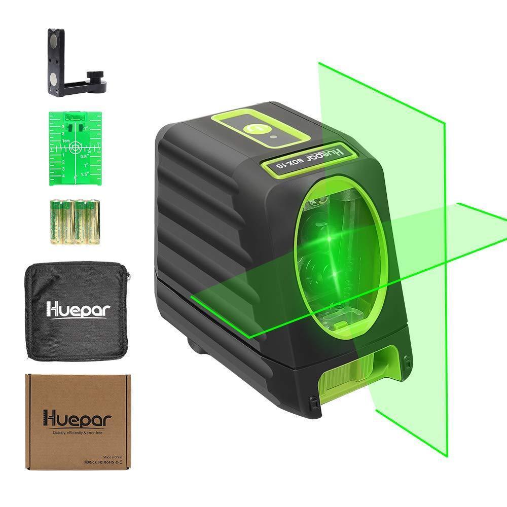 Nivela laser Huepar BOX-1G, fascicul verde de până la 30m, linie în cruce 