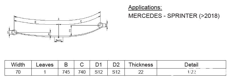 Arc cu 1 foaie heavy duty Mercedes Sprinter w 910 2018 - prezent