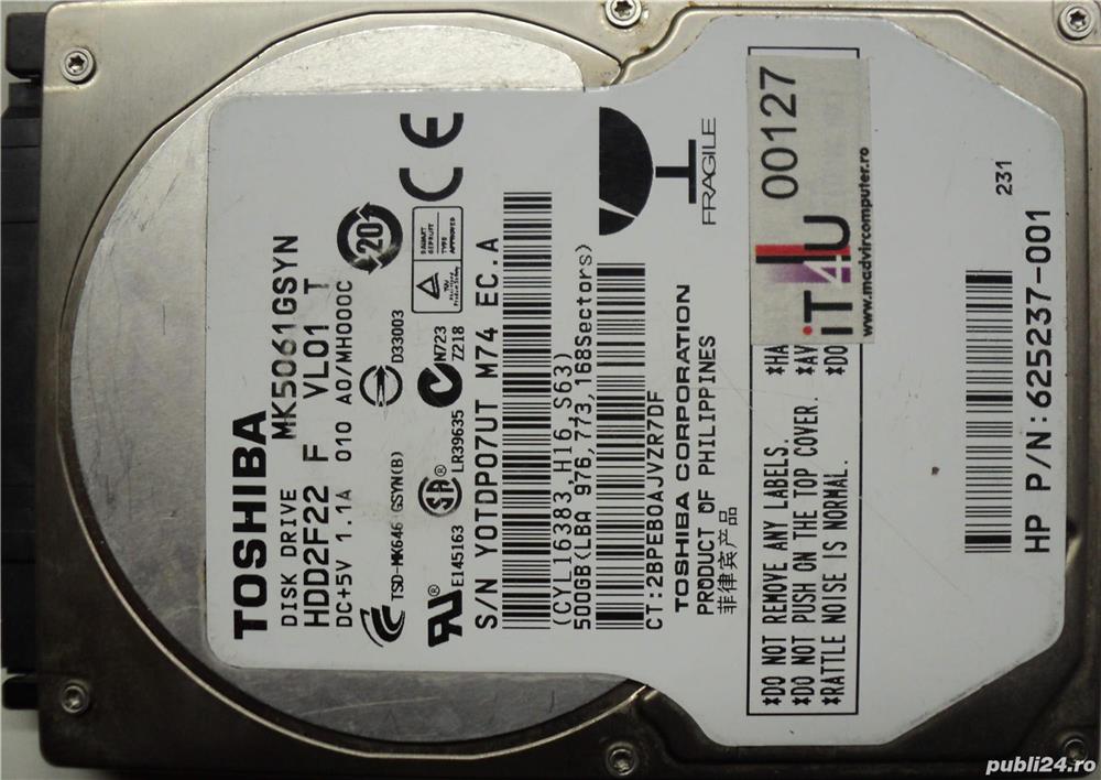 Hard Disk-HDD Sata 2,5" HDD-500 Gb Toshiba MQ5061GSYN Refurbished (Reset Factory) Zero ore