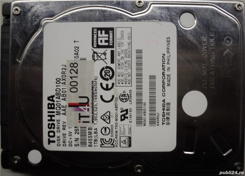 Hard Disk-HDD Sata 2,5" HDD-1 Tb Toshiba MQ01ABD100 Refurbished (Reset Factory) Zero ore