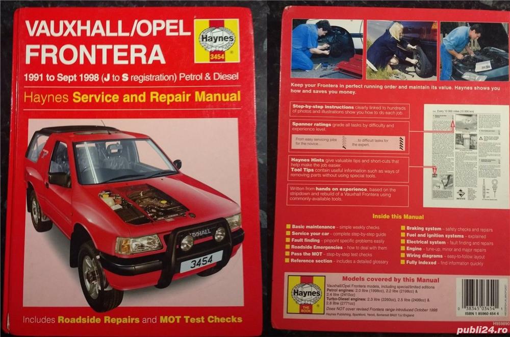 Manuale auto Haynes Opel: Frontera 1991-1998, Omega 1994-1999, Vectra 1995-2005, Calibra 1990-1998