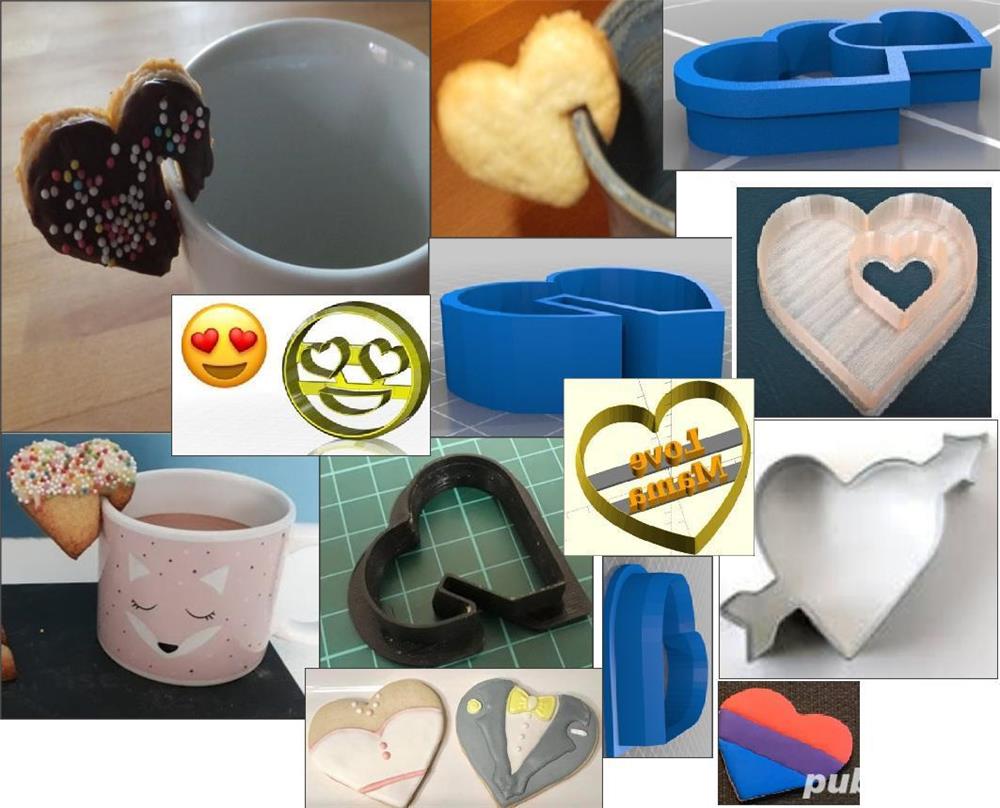 forma inima -decupat si modelat biscuiti Craciun, Valentine, onomastici,1-8 martie, Pasti