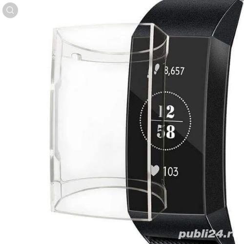 Carcasa protectie silicon Fitbit Charge 3, husa ecran bratara fitness 