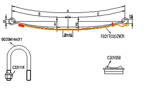 Foi suplimentare pentru arc cu 1 foaie mercedes sprinter