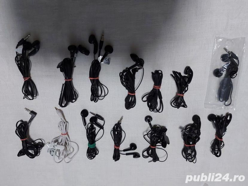 Casti stereo handsfree pe fir, noi/nefolosite, originale, cu microfon, HI-FI, diferite modele