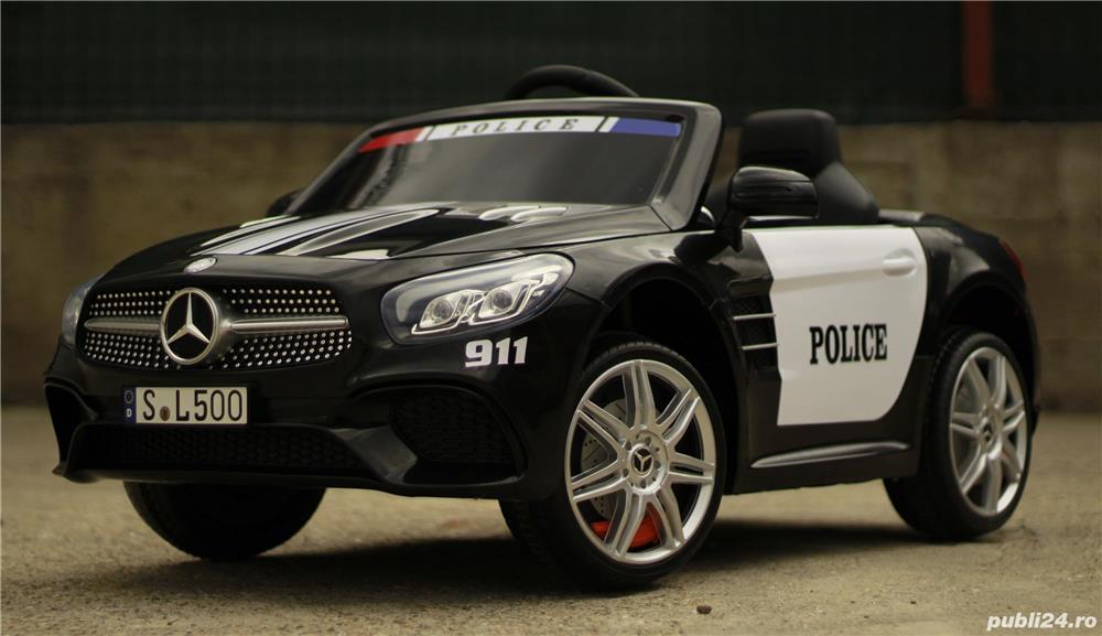 Masinuta electrica pentru copii Mercedes-Benz SL500 Police 90W 12V 7Ah Bluetooth Negru Nou