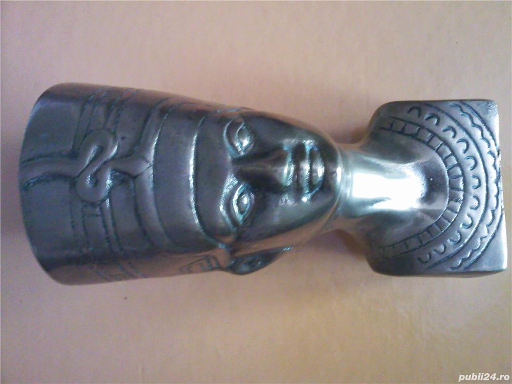 Cap Nefertiti / bust egiptean vintage din bronz, alama