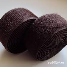 Rola 90 cm banda Velcro arici textil scai 25 mm latime maro / fermoar croitorie mercerie