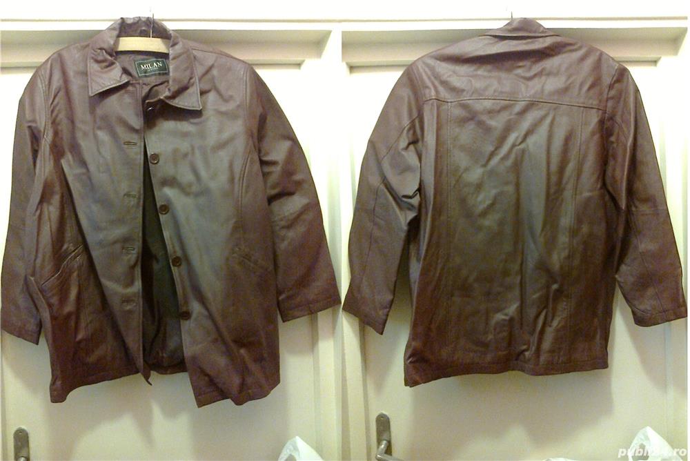 Haina piele dama Milan, rosu grena, marime larga