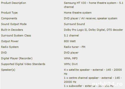 Sistem audio DVD Home Theatre 5.1 Samsung 800W Dolby Prologic