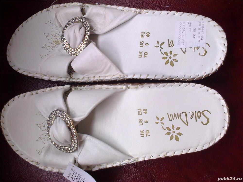 Sandale papuci noi dama piele alba India pt. Sole Diva Anglia, nr. 40