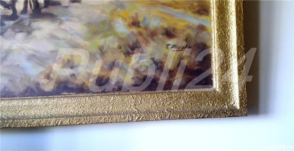 Tablou ulei pe panza,, CAR CU BOI,,