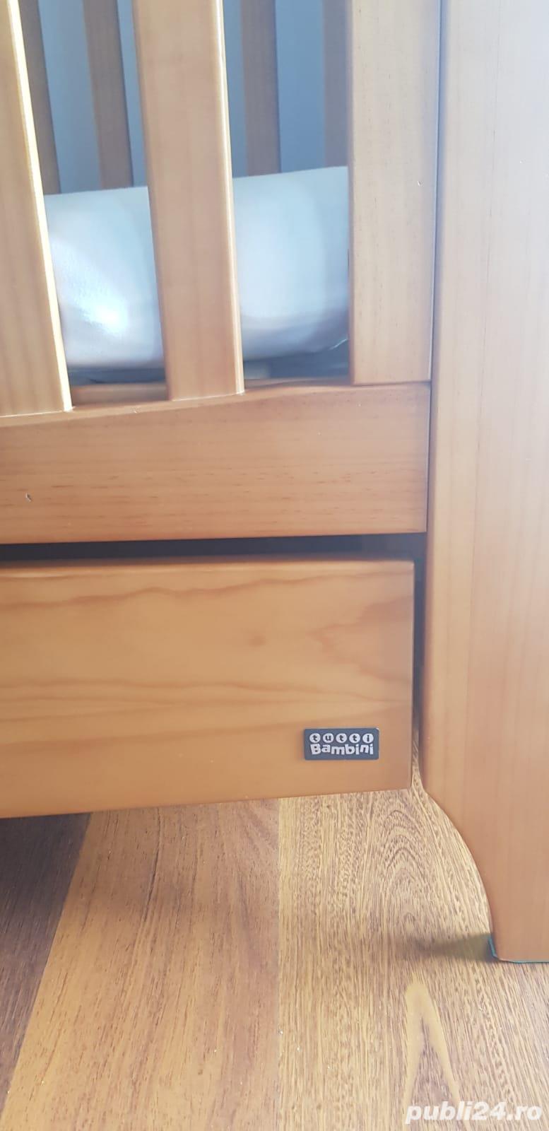 Patut evolutiv 3 în 1 lemn masiv Lucas Oak Tutti Bambini+ Saltea cocos