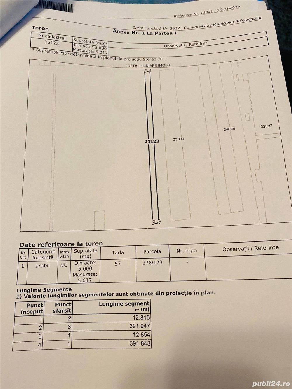Vand teren extravilan Belciugatele cu acces din DN3, tarlaua 57, parcela 278 173
