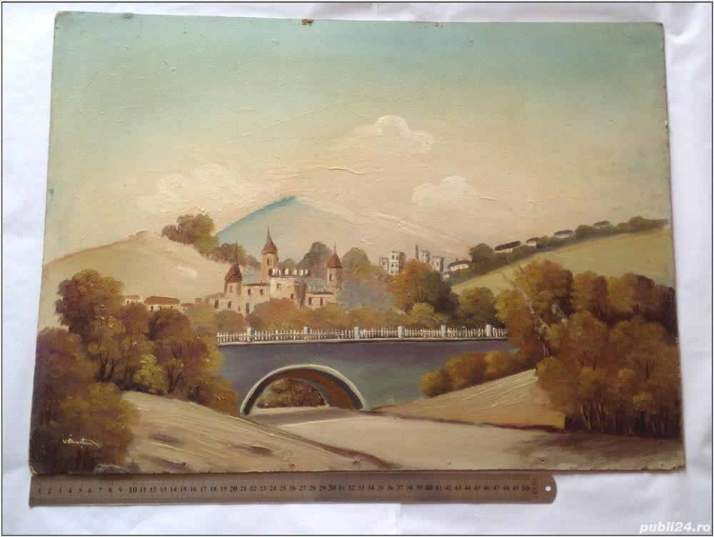 PEISAJ - ulei pe placaj, anii '60, semnat (dimensiuni mari)