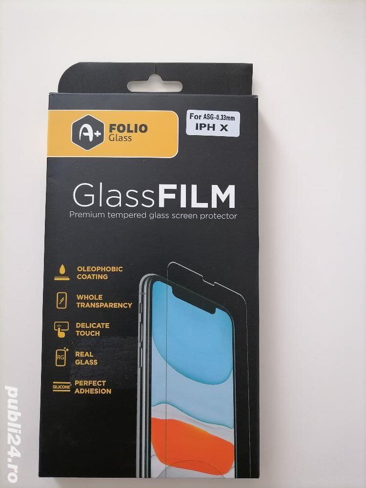 Vand Folie sticla Iphone X, de calitate la cutie, nou nouț.